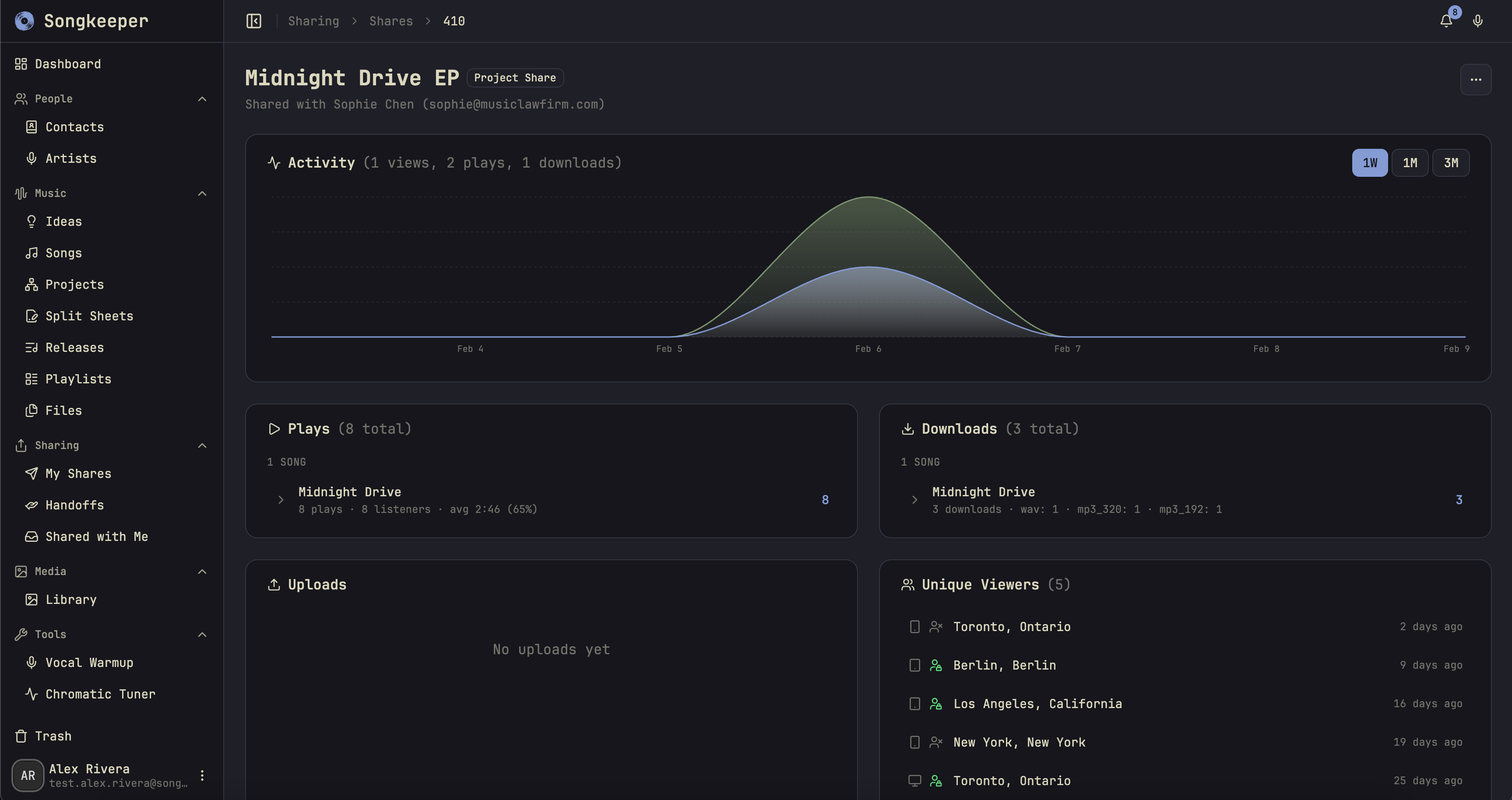 Songkeeper desktop — See how your music performs
