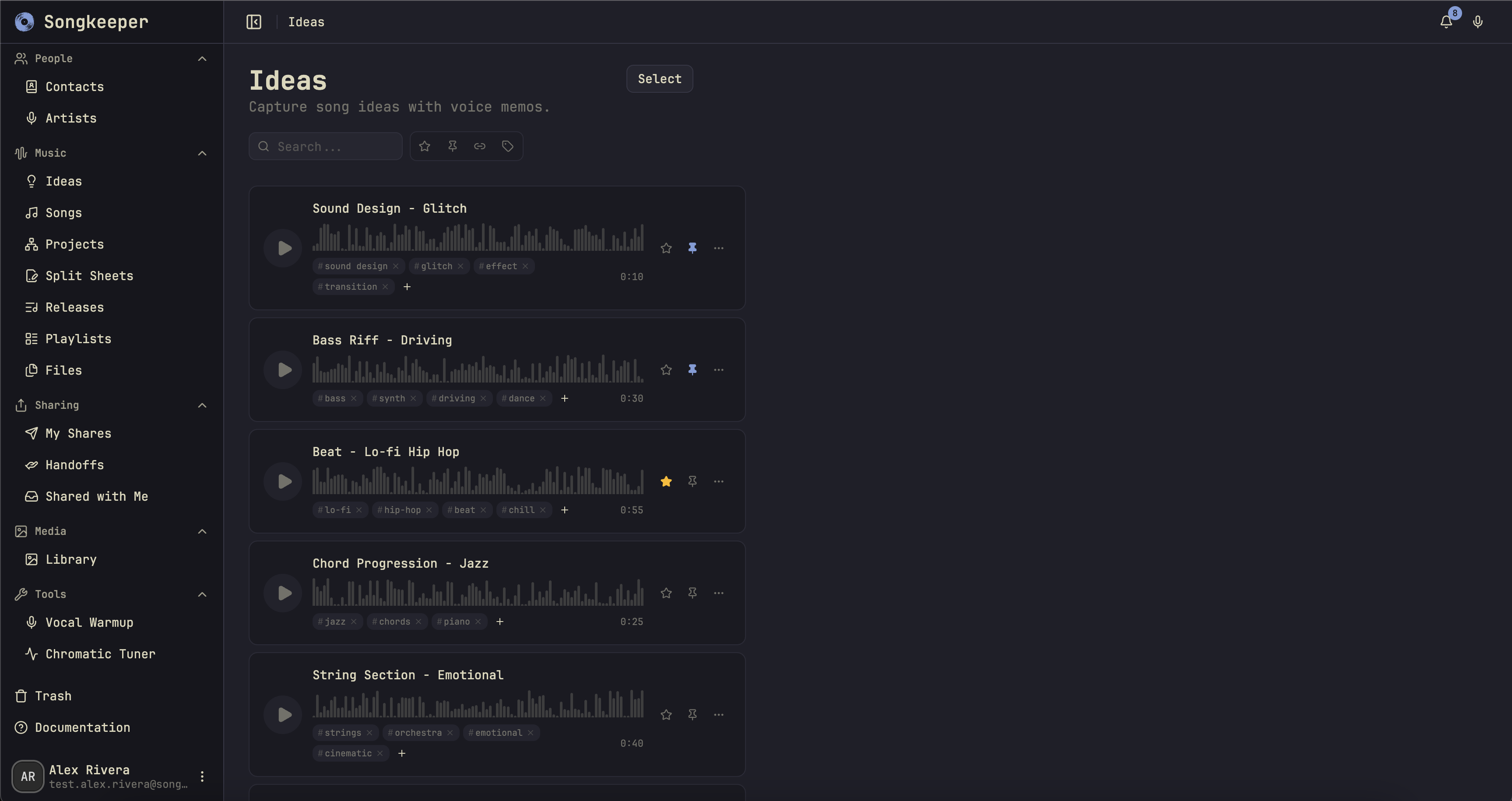 Songkeeper desktop — Record the moment it hits