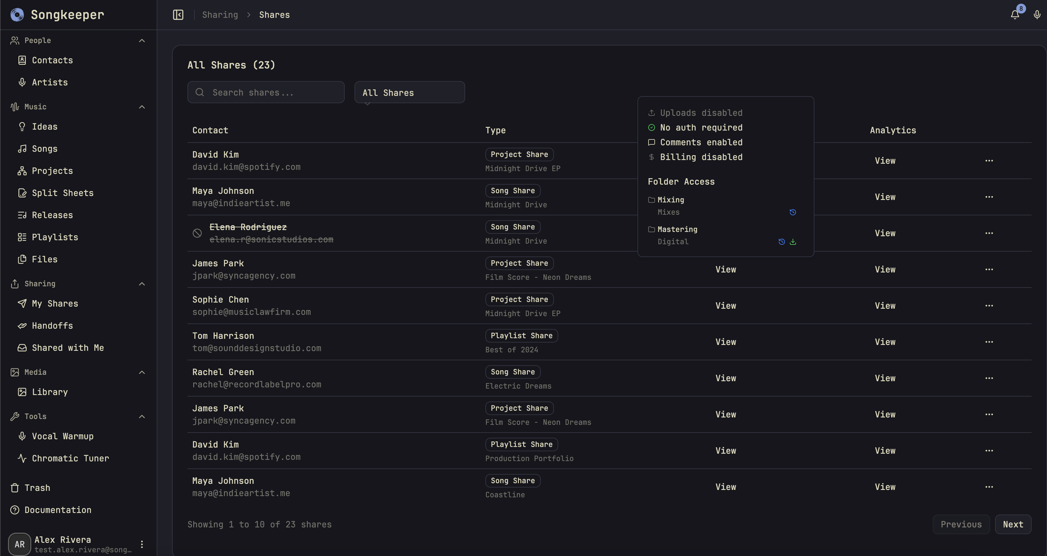 Songkeeper desktop — Share without the back-and-forth